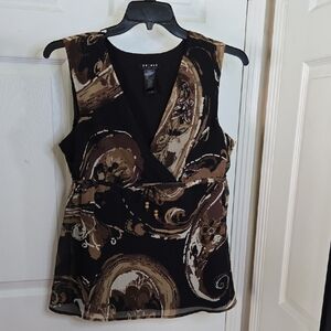 Liz Claiborne Brown and Tan Wrap Blouse